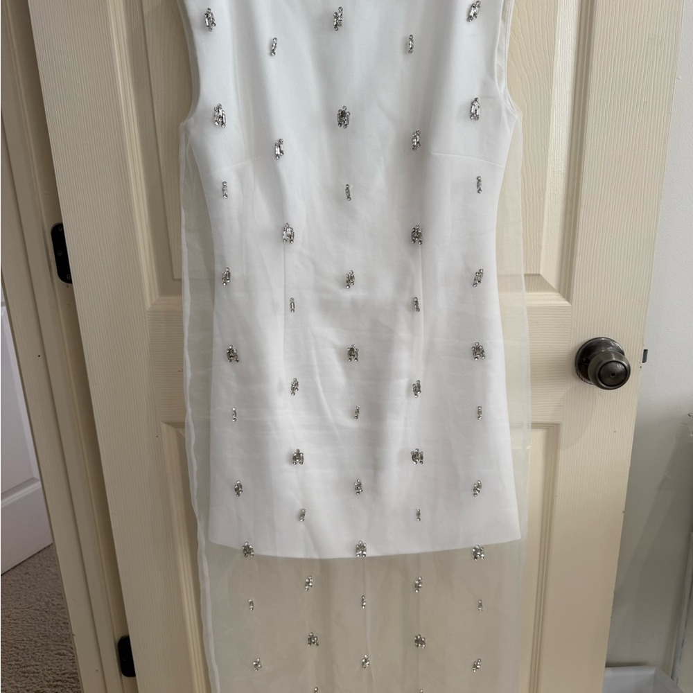 ANTONIO MELANI White Dress with Silver Embellishments